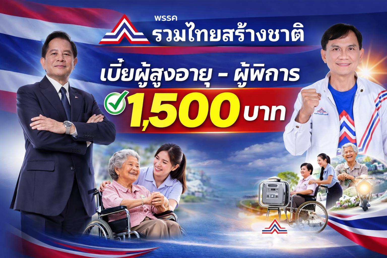 สนับสนุนผู้สูงอายุและผู้พิการ 1,500 บาท