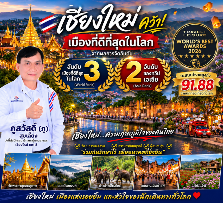 Read more about the article เชียงใหม่คว้า อันดับ 3 เมืองที่ดีที่สุดในโลก และ อันดับ 2 ของทวีปเอเชีย