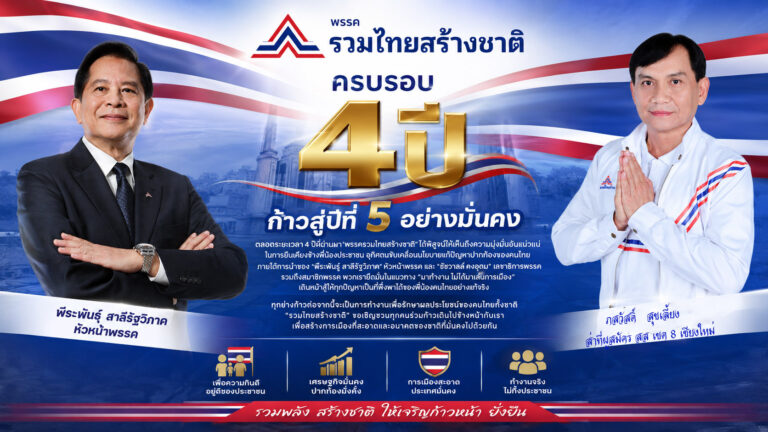 Read more about the article ‘พรรครวมไทยสร้างชาติ’ ครบรอบ 4 ปี ก้าวสู่ปีที่ 5 อย่างมั่นคง
