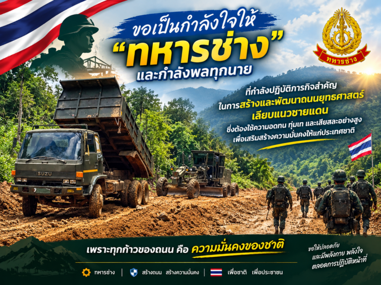Read more about the article “ขอเป็นกำลังใจให้ทหารช่าง และกำลังพลทุกนาย”